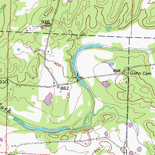 Topographic Map of Mountain Fork Bridge, AR
