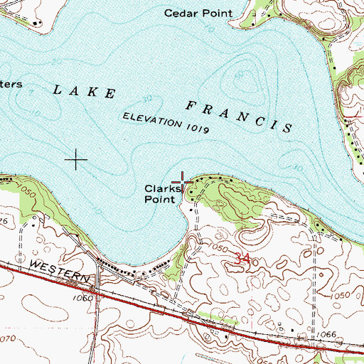 Topographic Map of Clarks Point, MN