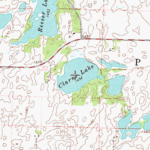 Topographic Map of Clarno Lake, MN
