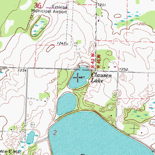 Topographic Map of Clausen Lake, MN
