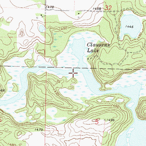 Topographic Map of Clausens Lake, MN