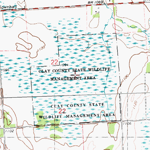 Topographic Map of Clay County State Wildlife Management Area, MN