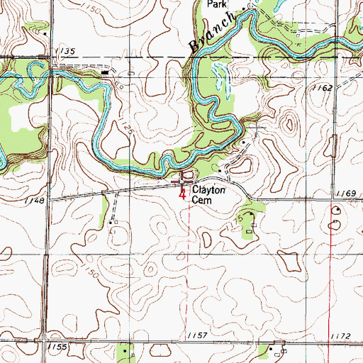 Topographic Map of Clayton Cemetery, MN