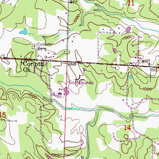 Topographic Map of Ouachita Country Club, AR