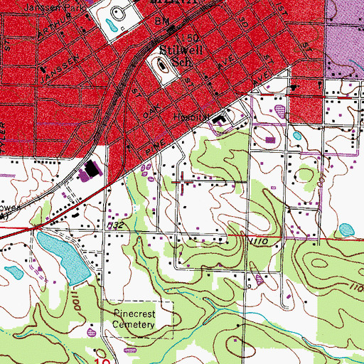 Topographic Map of Polk County Development Center, AR