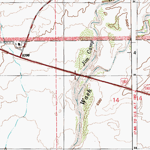 Topographic Map of Jim Camp Wash, AZ