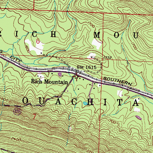 Topographic Map of Rich Mountain Church, AR