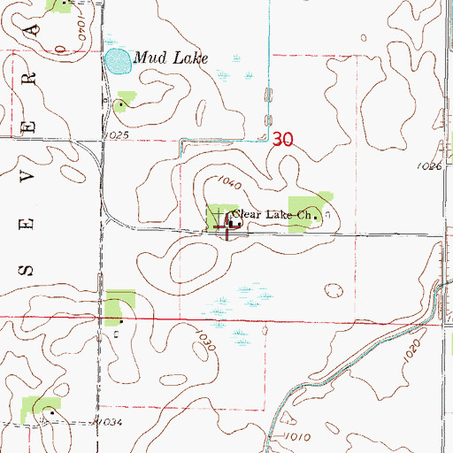 Topographic Map of Clear Lake Church, MN