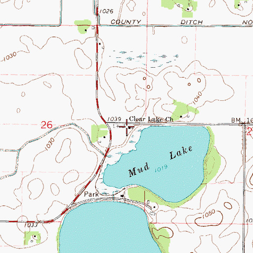 Topographic Map of Clear Lake Church, MN