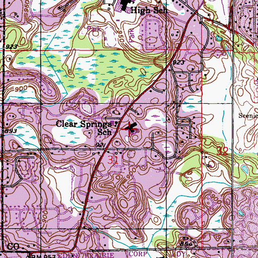 Topographic Map of Clear Springs Elementary School, MN