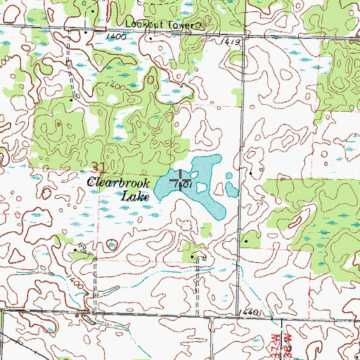 Topographic Map of Clearbrook Lake, MN