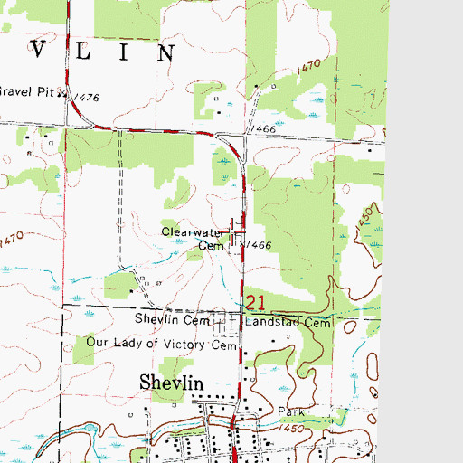 Topographic Map of Clearwater Cemetery, MN
