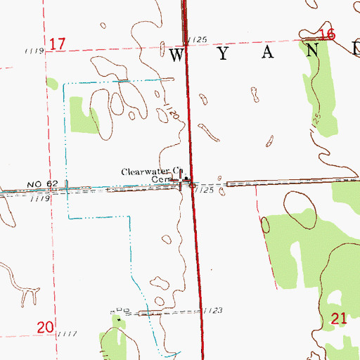 Topographic Map of Clearwater Church, MN