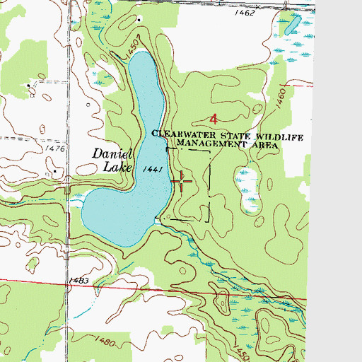 Topographic Map of Clearwater State Wildlife Management Area, MN