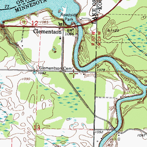 Topographic Map of Clementson Cemetery, MN