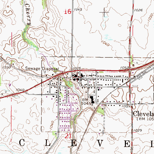 Topographic Map of Cleveland, MN