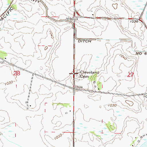 Topographic Map of Cleveland Cemetery, MN