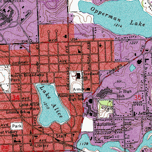 Topographic Map of Cleveland School, MN