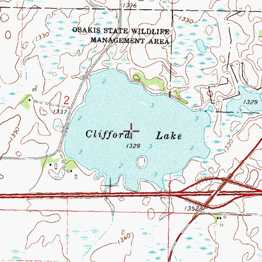 Topographic Map of Clifford Lake, MN
