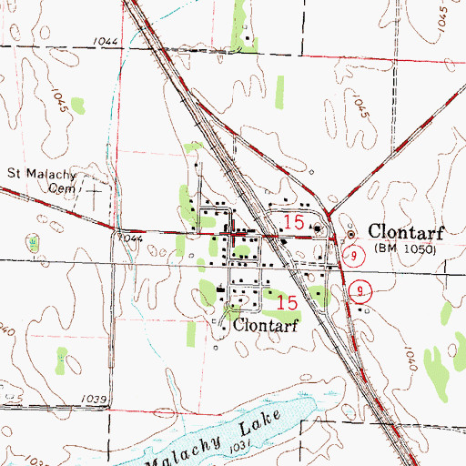 Topographic Map of Clontarf, MN