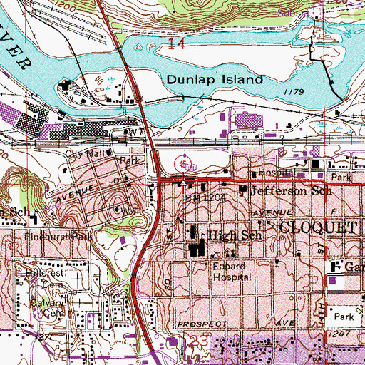 Topographic Map of Cloquet, MN