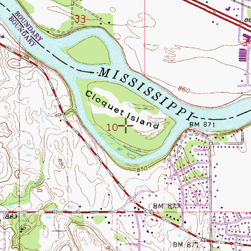 Topographic Map of Cloquet Island, MN
