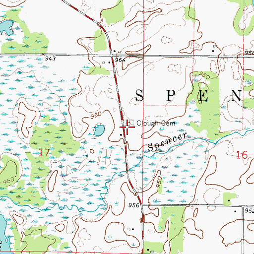 Topographic Map of Clough Cemetery, MN