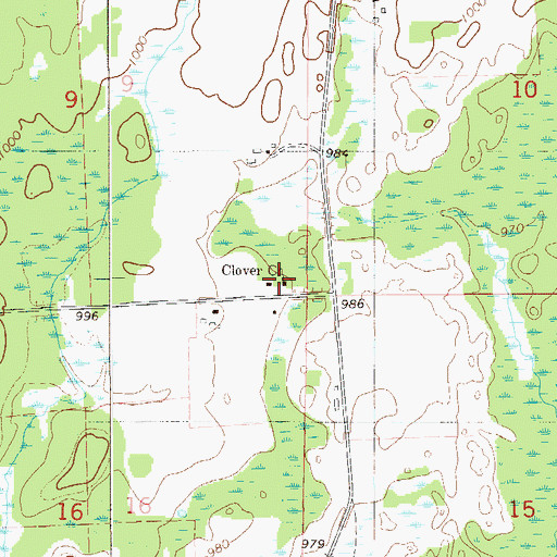 Topographic Map of Clover Church, MN