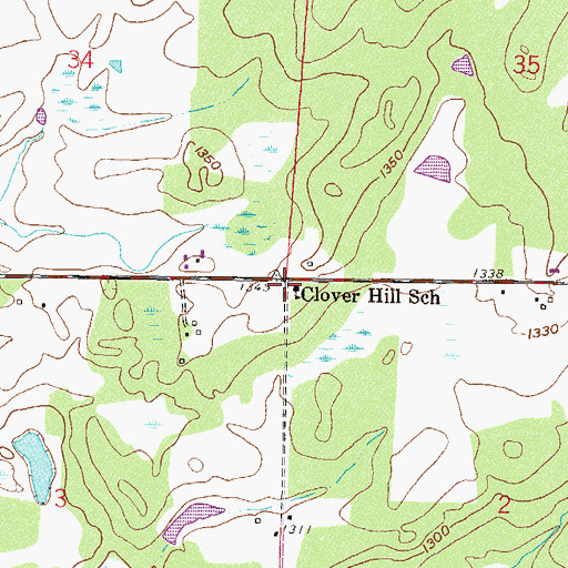 Topographic Map of Clover Hill School, MN
