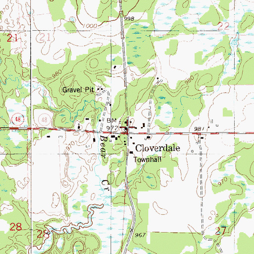 Topographic Map of Cloverdale, MN