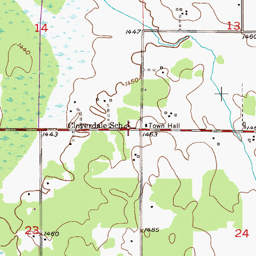 Topographic Map of Cloverdale School, MN