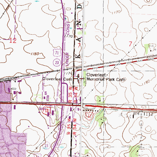 Topographic Map of Cloverleaf Memorial Park Cemetery, MN