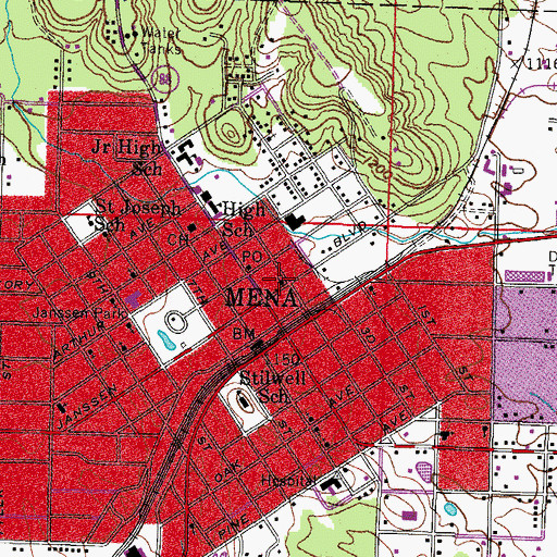 Topographic Map of Union Mission Pentecostal Church of God, AR