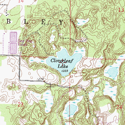 Topographic Map of Cloverleaf Lake, MN