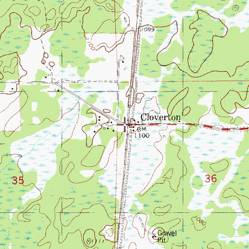 Topographic Map of Cloverton, MN