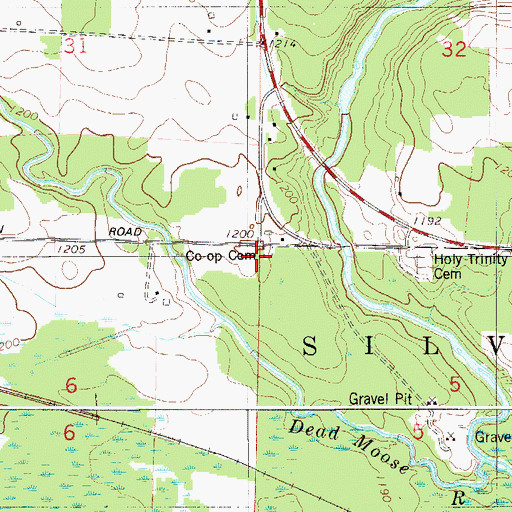 Topographic Map of Co-op Cemetery, MN