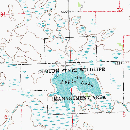Topographic Map of Coburn State Wildlife Management Area, MN