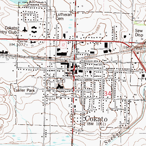 Topographic Map of Cokato, MN