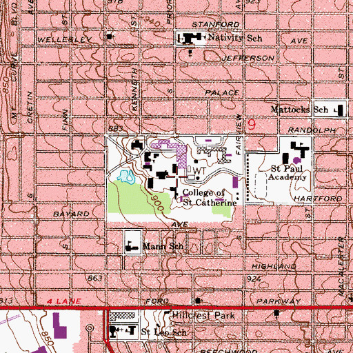Topographic Map of College of Saint Catherine, MN