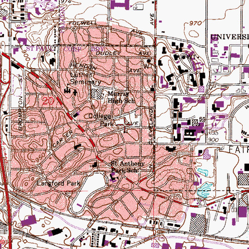 Topographic Map of College Park, MN