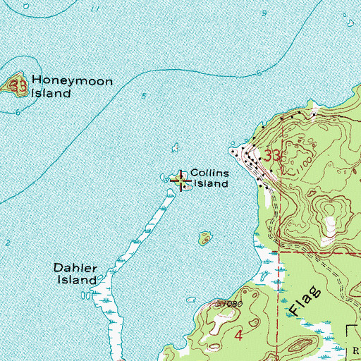 Topographic Map of Collins Island, MN