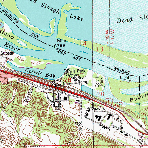 Topographic Map of Colvill Park, MN