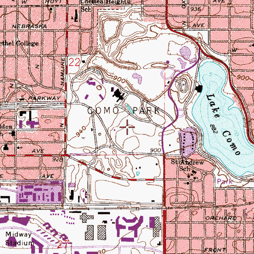 Topographic Map of Como Park, MN