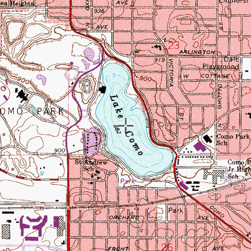 Topographic Map of Lake Como, MN