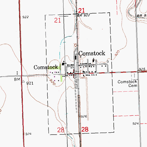 Topographic Map of Comstock, MN