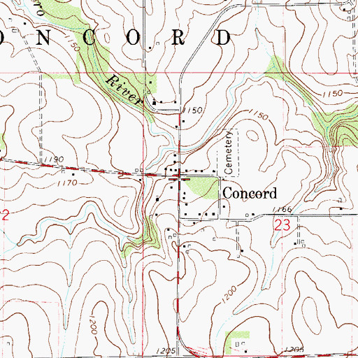 Topographic Map of Concord, MN