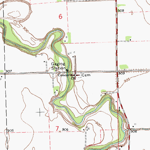 Topographic Map of Concordia Church, MN