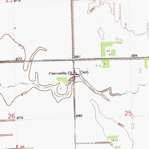 Topographic Map of Concordia Church, MN