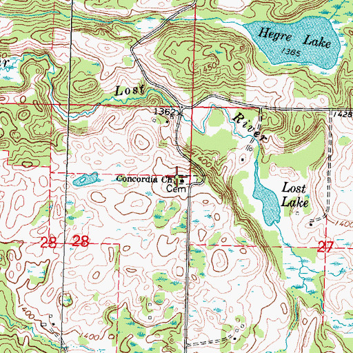 Topographic Map of Concordia Church, MN