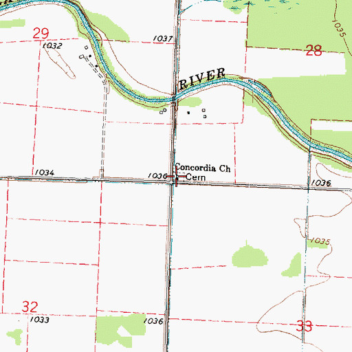 Topographic Map of Concordia Church, MN